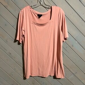 J.Jill‎ Wearever Collection Coral Pink Square Neck Short Sleeve Tunic Top M